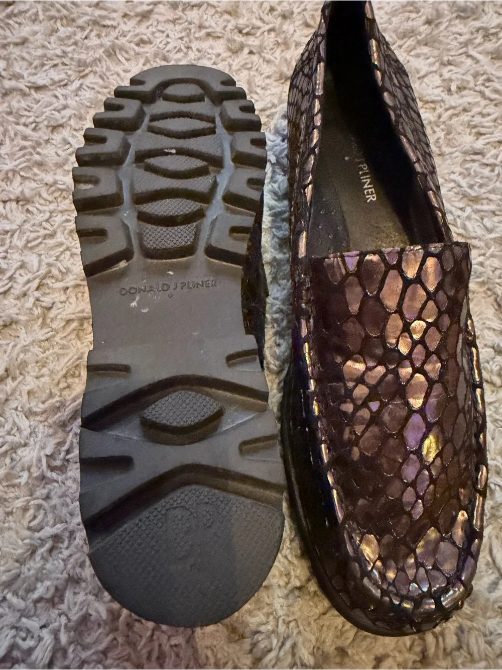 Donald J. Pliner Black Leather Slip-On Loafers